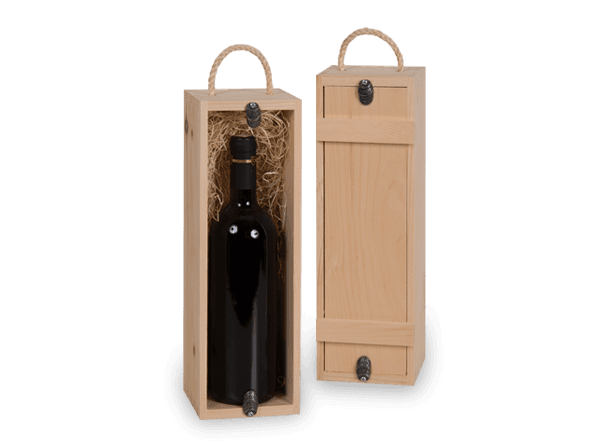 Single 750 ml Wine Box with Pine Inset Lid & Handle